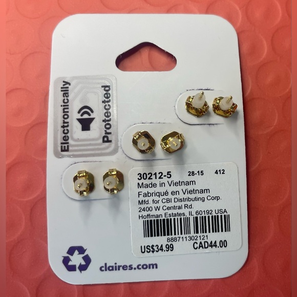 Claire's 18kt Gold Plated Pink Western Earring Set - Picture 3 of 4